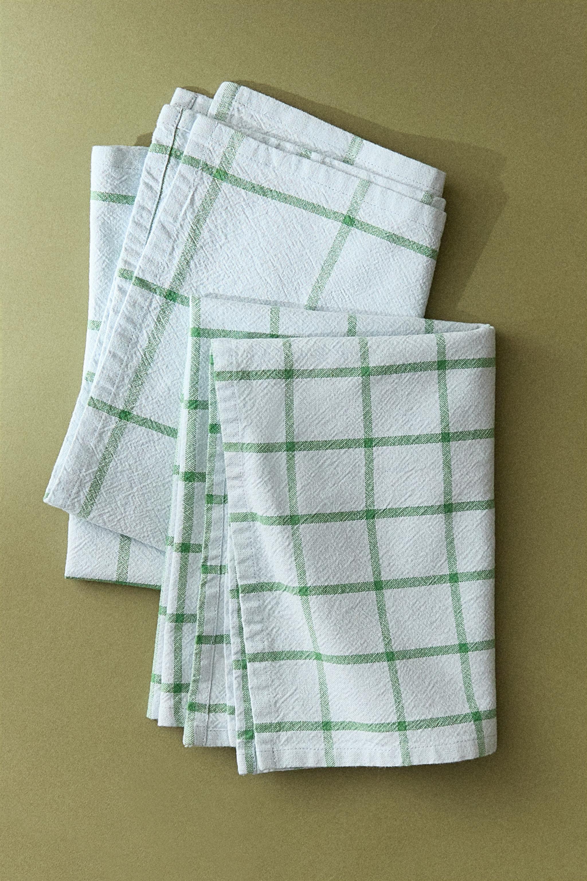 SET OF CHECK COTTON KITCHEN TOWELS (SET 2)